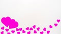 Heart paper group color pink on white background copyspace