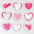 Heart paper stylized set