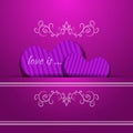 Heart from paper Valentines day violet card background ep