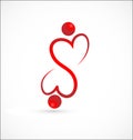 Heart partnership people together. Vector logo love symbol