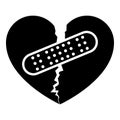 Heart with patch connecting two halves icon black color vector illustration flat style image