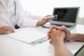 A heart patient visits a doctor for advice on health care and medication to treat heart disease symptoms after the medical team