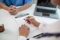 A heart patient visits a medical for advice on health care and medication to treat heart disease symptoms after the medical team