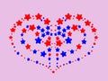 a heart pattern created from red and blue stars Royalty Free Stock Photo