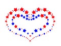 a heart pattern created from red and blue stars Royalty Free Stock Photo