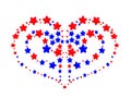 Heart pattern created from red and blue stars
