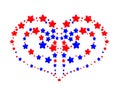 Heart pattern created from red and blue stars Royalty Free Stock Photo