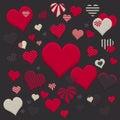 Heart Pattern Illustration in High Resolution on Dark Grey Striped Background