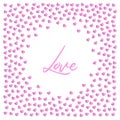 Cute love frame made of small pink hearts on white background vector illustration Royalty Free Stock Photo