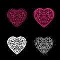 Heart pattern set black background