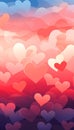 Heart-patterned Vertical Background for Romantic Valentines Day Designs and Love-themed Graphics