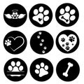 Heart paw icon vector set. Dog paw illustration sign collection. love dog symbol. Royalty Free Stock Photo