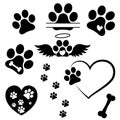 Heart paw icon vector set. Dog paw illustration sign collection. love dog symbol. Royalty Free Stock Photo