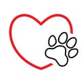 Heart with paw print