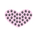 Heart with paw prints on white background Royalty Free Stock Photo