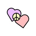 Heart, peace icon. Simple color with outline vector elements of flower children icons for ui and ux, website or mobile application Royalty Free Stock Photo