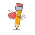 With heart pencil in the a cartoon bag