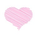 Heart - pencil scribble sketch drawing in pink on white background. Valentine card doodle concept. Vector illustration