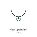 Heart pendant outline vector icon. Thin line black heart pendant icon, flat vector simple element illustration from editable Royalty Free Stock Photo