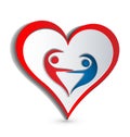 Heart people shape dancing together icon vector