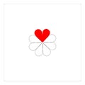 Heart petal as a part of flower. illustration isolated on white background