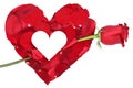 Heart from petals with red rose love topic on Valentine's and mo