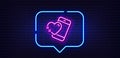 Heart with phone line icon. Love emotion sign. Neon light speech bubble. Vector Royalty Free Stock Photo