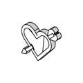 heart pierced arow isometric icon vector illustration Royalty Free Stock Photo