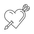 heart pierced arow line icon vector illustration