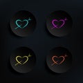 Heart pierced with arrow dark badge color set icon. Simple thin line, outline vector of wedding icons for ui and ux, website or Royalty Free Stock Photo