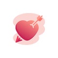 Heart pierced with arrow flat icon Royalty Free Stock Photo