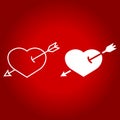 Heart Pierced with Arrow line and glyph icon Royalty Free Stock Photo
