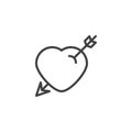 Heart pierced with arrow line icon Royalty Free Stock Photo