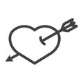 Heart Pierced with Arrow line icon, valentines day Royalty Free Stock Photo