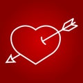 Heart Pierced with Arrow line icon, valentines day Royalty Free Stock Photo