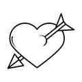 Heart pierced arrow pop art comic style, icon Royalty Free Stock Photo