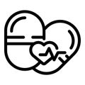 Heart pill drug icon outline vector. Medicine vitamin