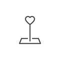 Heart pin point line icon