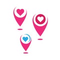 heart and pin pointer Love place logo location pin vector design vector illustration