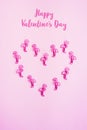 Happy Valentine`s Day. Pink flamingo spsies