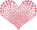 Heart of pink sequins on a white background