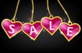 Heart pink tags with text Sale