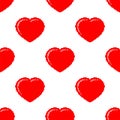 Heart Pixel Art Seamless Pattern, Heart Shape, Emotion, Affection, Love, Valentine Icon