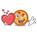 With heart pizza mascot cartoon style