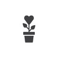 Heart plant in flower pot icon vector