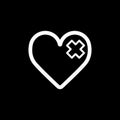 Heart plaster vector icon. Black and white love illustration. Outline linear icon of heart.