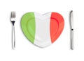 Heart plate colored in Italian national colors