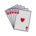 Heart playing cards icon, flat design