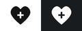 Heart plus icon linear graphics set vector in black Royalty Free Stock Photo