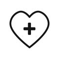 Heart plus icon linear vector graphics sign Royalty Free Stock Photo